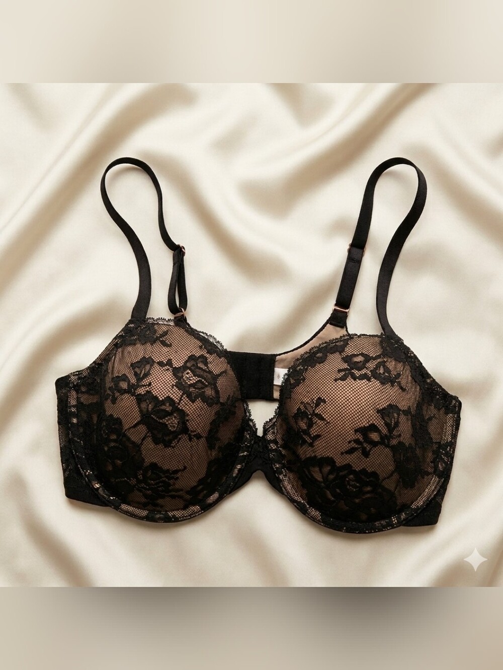 Skarlett Blue NWT Women's Size 36C Black Whimsical Floral Lace Underwire Bra